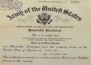 Honorable discharge papers