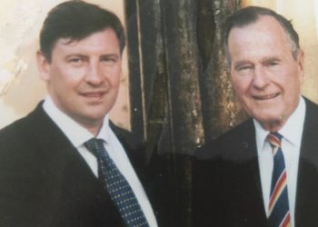 Ian Rutherford and the late President of the United States George Bush